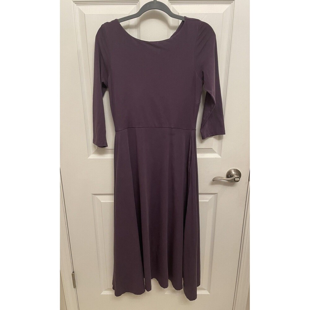 Pact Women’s M Fit & Flare Midi Dress Purple Organic Cotton